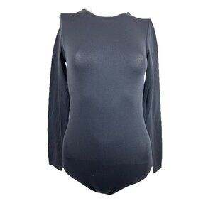 Xs Wolford Opaque Naturel Crew Neck Austria Charcoal Body Suit Vintage